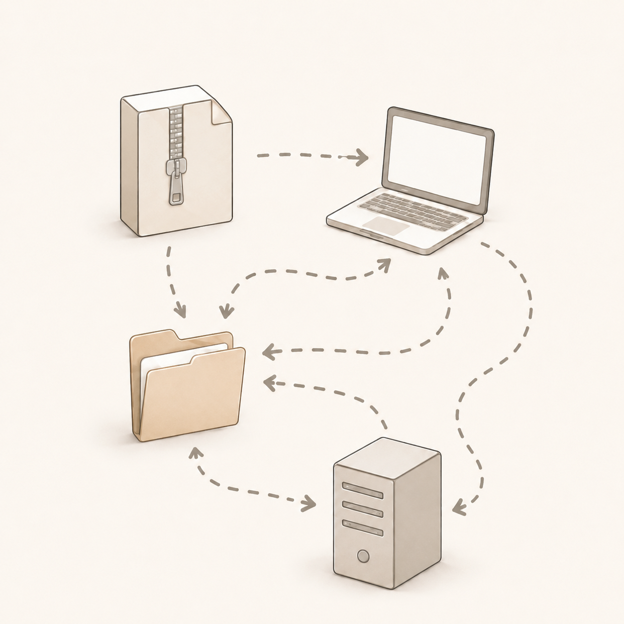 A manual restore path moving files by hand.